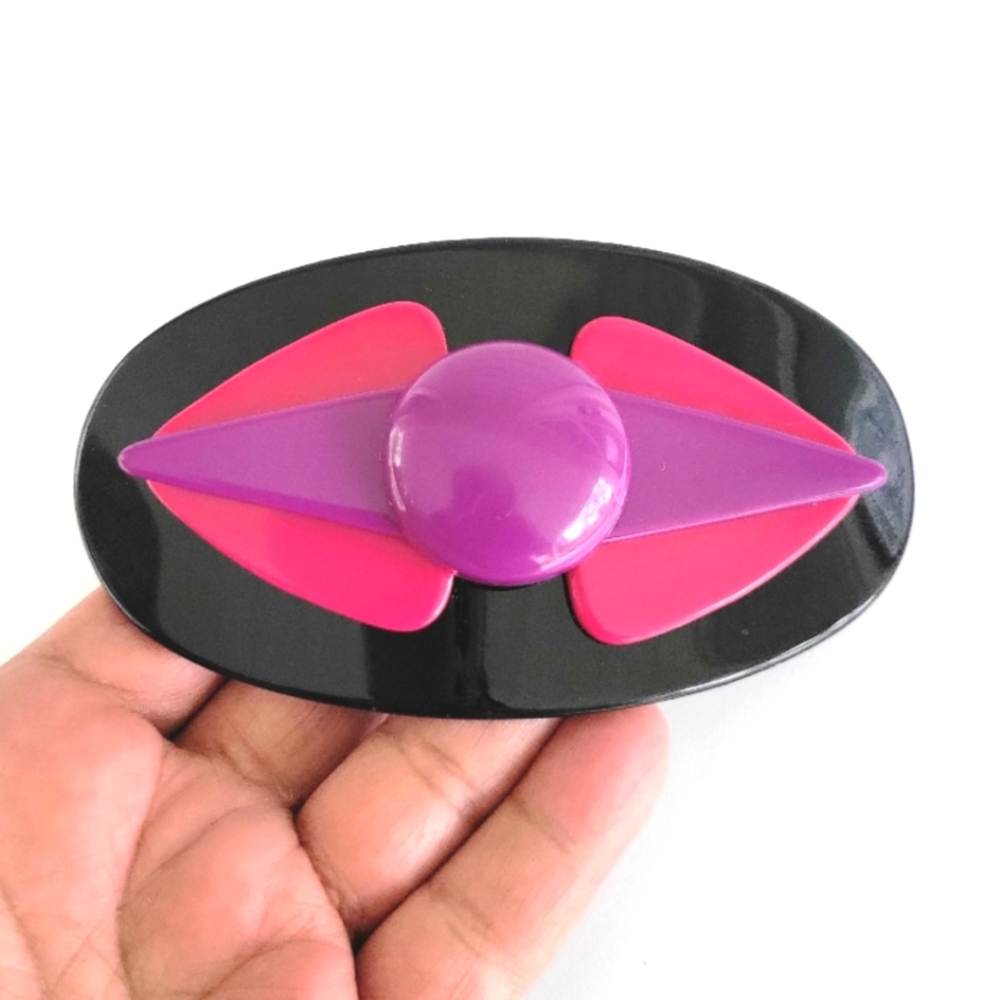 Cool Vintage 80's Retro Big.Acrylic French Hair Barrette Clip